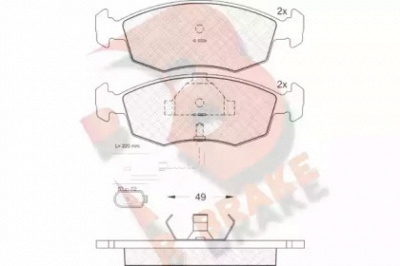 R BRAKE rb0955 -  Комплект тормозных колодок, дисковый тормоз